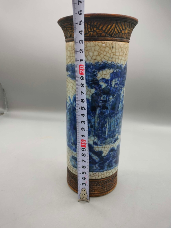 古玩陶瓷哥釉***青花人物故事紋花觚拍賣,當前價格6888元