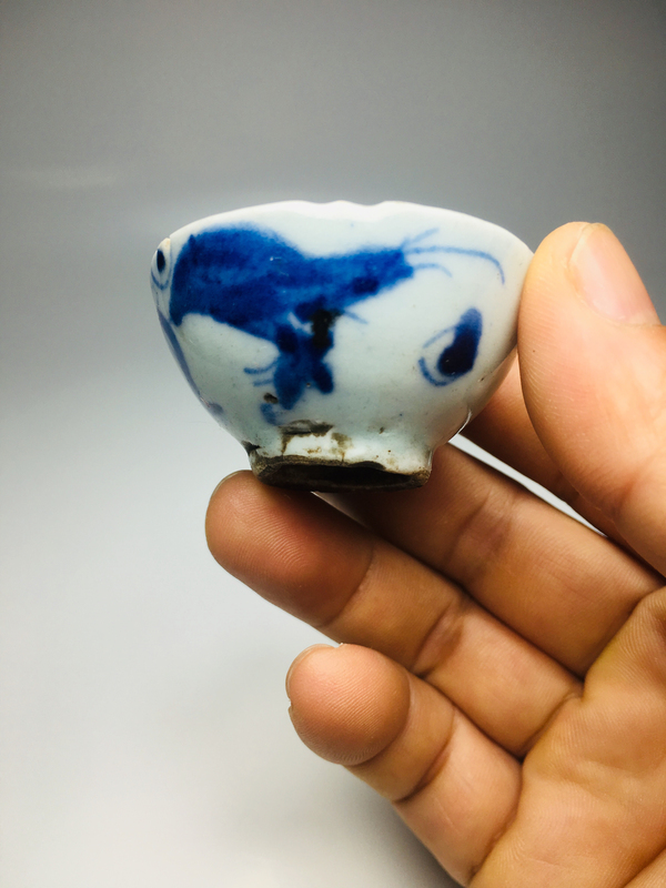 古玩陶瓷青花過墻龍紋杯拍賣,當前價格220元
