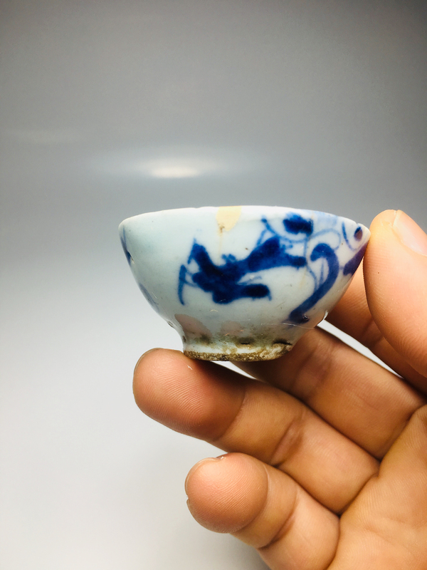 古玩陶瓷青花過墻龍紋杯拍賣,當前價格220元