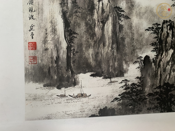 古玩字畫煙嶺曉渡真品鑒賞圖