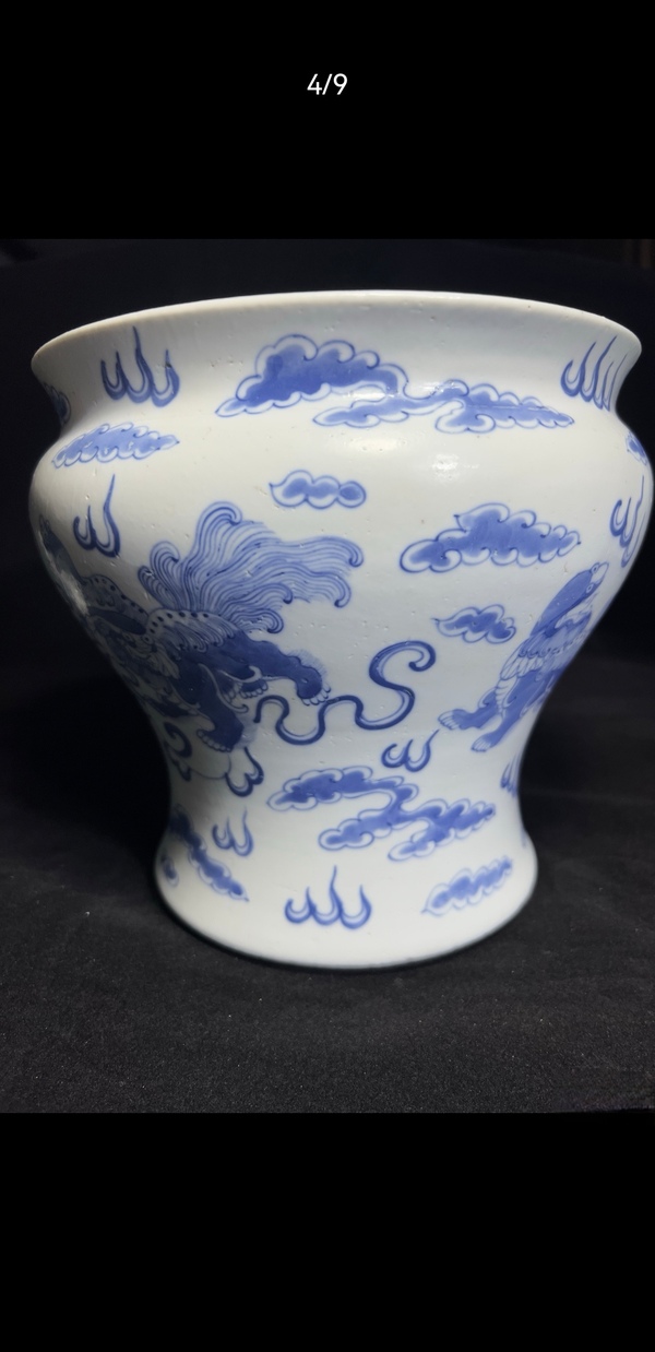 古玩陶瓷清光緒青花獅子繡球圖罐拍賣,當前價格4999元