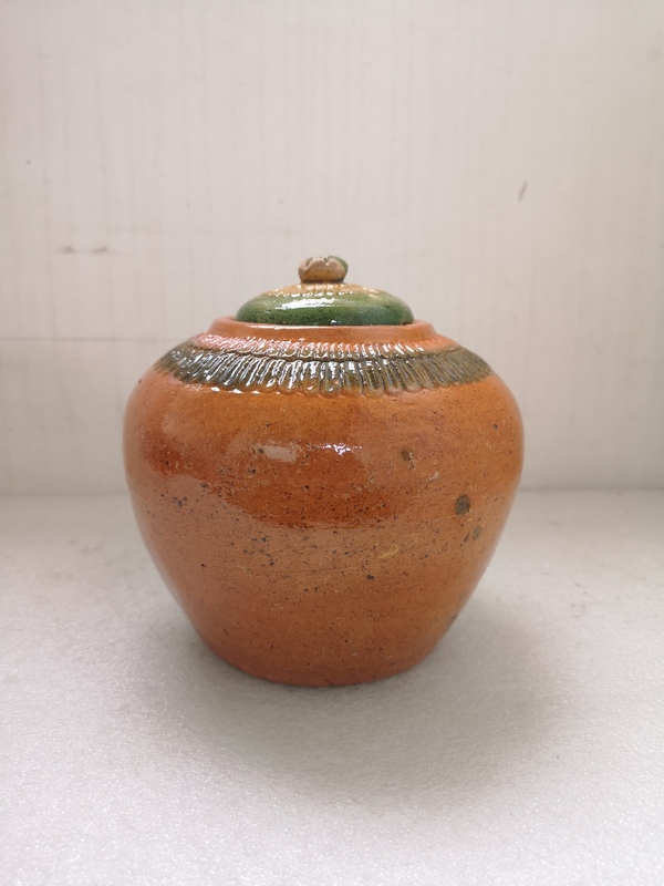 古玩陶瓷明末清初三彩蓋罐拍賣,當前價格850元