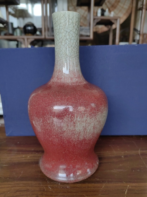 古玩陶瓷康熙朗紅釉搖鈴尊拍賣,當前價格86000元