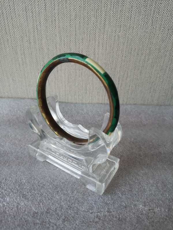 古玩玉器孔雀石嵌銅圈手鐲拍賣,當前價格580元