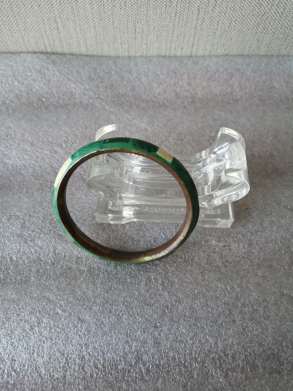 古玩玉器孔雀石嵌銅圈手鐲拍賣,當前價格580元