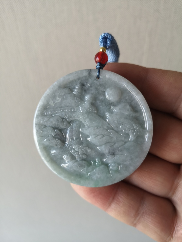 古玩玉器天然翡翠雕“山水”掛牌拍賣,當前價格680元