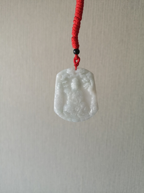 古玩玉器天然翡翠雕“文殊菩薩”牌拍賣,當(dāng)前價(jià)格398元
