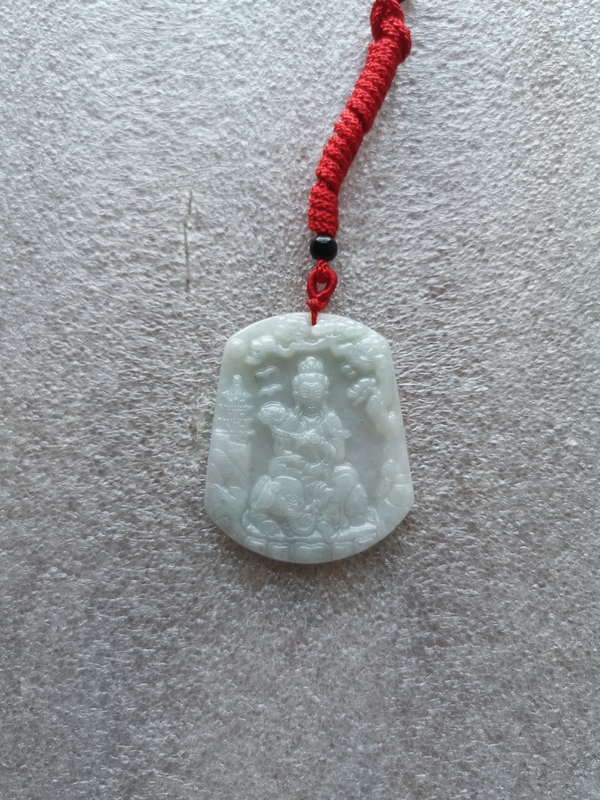 古玩玉器天然翡翠雕“文殊菩薩”牌拍賣,當(dāng)前價(jià)格398元