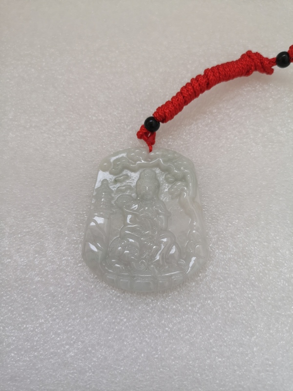 古玩玉器天然翡翠雕“文殊菩薩”牌拍賣,當(dāng)前價(jià)格398元
