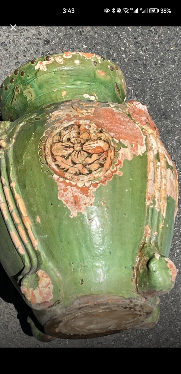 古玩陶瓷約清早期綠釉花卉紋繡墩拍賣,當前價格7600元