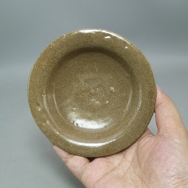 古玩陶瓷米黃釉盤拍賣,當前價格1300元