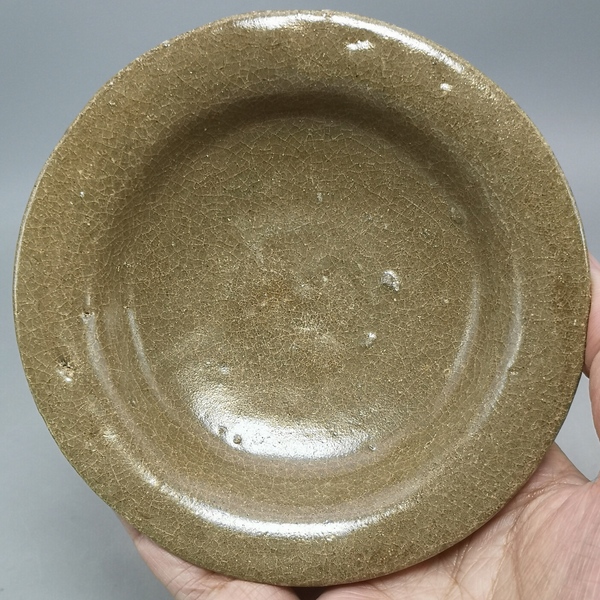 古玩陶瓷米黃釉盤拍賣,當前價格1300元