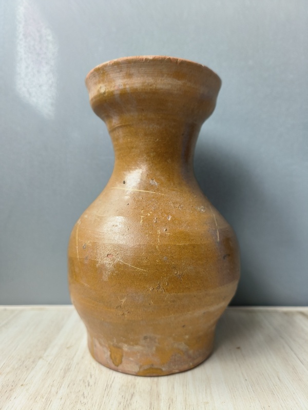 古玩陶瓷黃釉盤口漢壺拍賣，當(dāng)前價格150元
