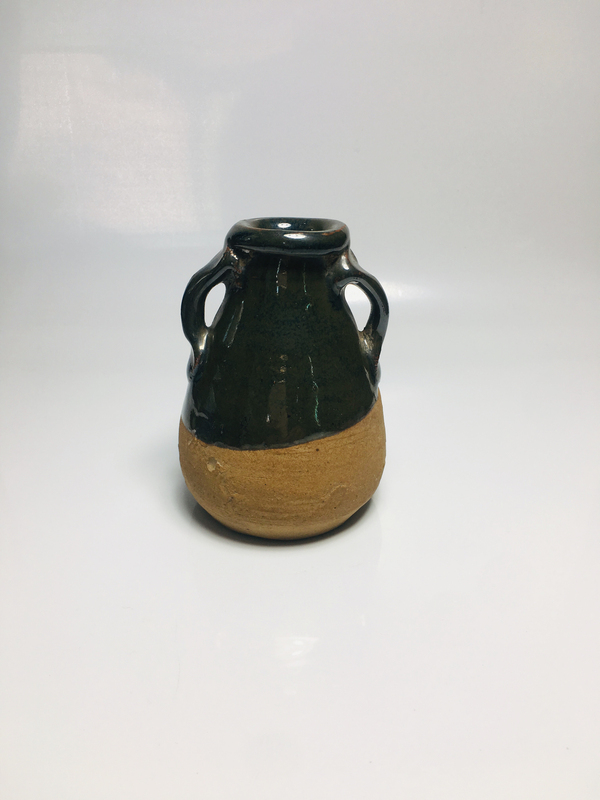 古玩陶瓷明代醬釉雙耳瓶拍賣,當前價格288元