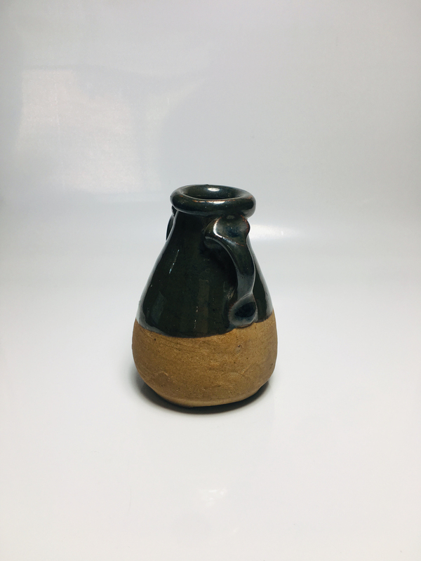 古玩陶瓷明代醬釉雙耳瓶拍賣,當前價格288元