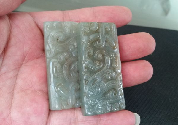 古玩玉器老和田玉龍紋勒子一對拍賣,當前價格980元
