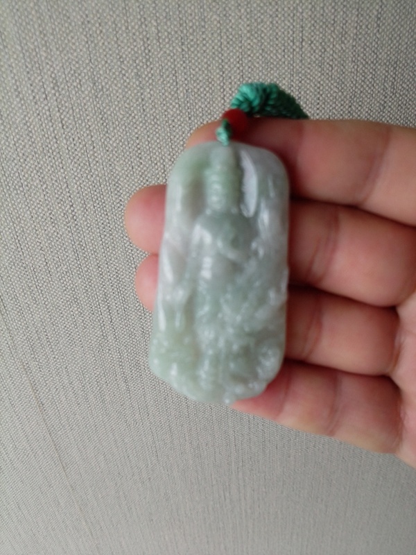 古玩玉器天然翡翠雕“御龍觀音”牌拍賣,當前價格298元