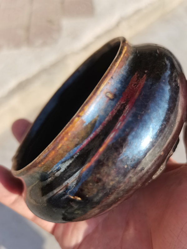 古玩陶瓷醬釉水洗清代的窯變水洗。文房用品上手漂亮的很。拍賣,當前價格1111元
