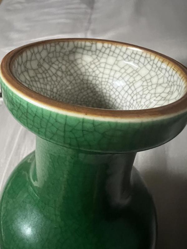 古玩陶瓷綠哥釉盤口瓶拍賣,當前價格4800元