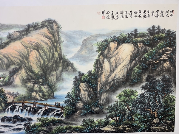 古玩字畫長安畫派傅俊輝 煙雨湖光圖拍賣，當(dāng)前價(jià)格1488元