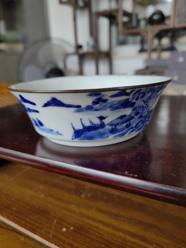 古玩陶瓷青花山水人物紋洗拍賣,當前價格2800元