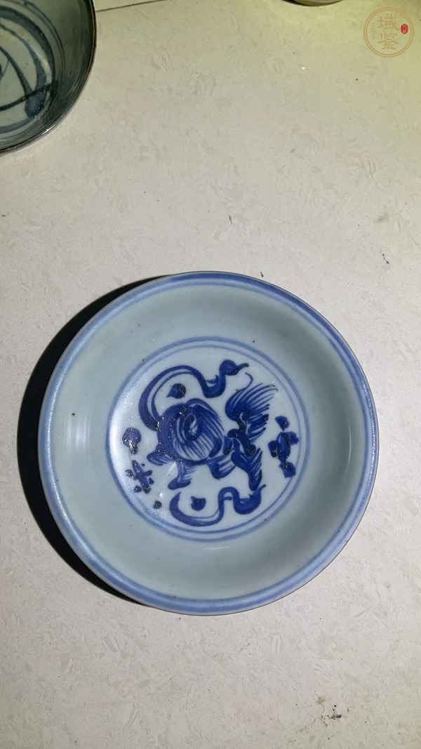 古玩陶瓷青花獅紋盤真品鑒賞圖