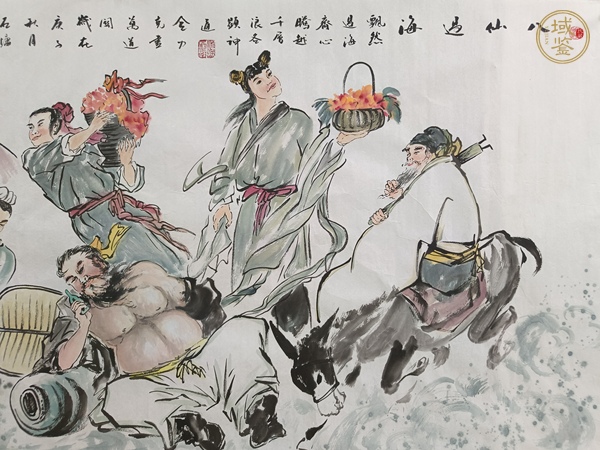 古玩字畫八仙人物 設(shè)色紙本鏡心真品鑒賞圖