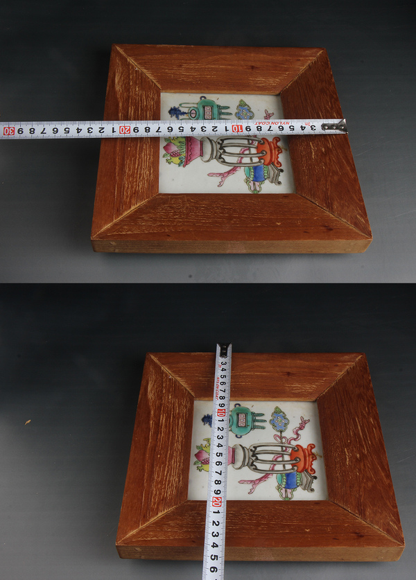 古玩陶瓷【7763】清嘉慶道光 粉彩博古圖瓷板畫拍賣,當前價格4200元