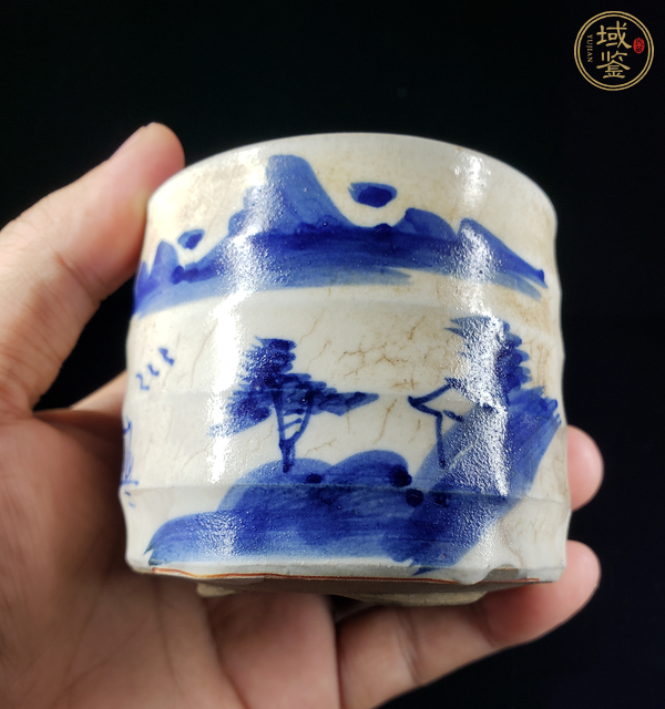 古玩陶瓷青花山水人物弦紋爐真品鑒賞圖