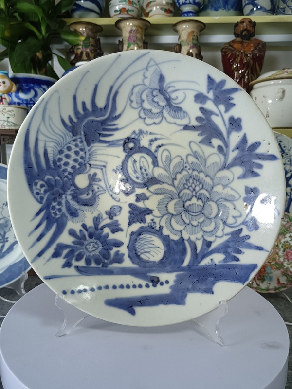 古玩陶瓷清早中期德化窯青花鳳凰牡丹花紋盤拍賣,當(dāng)前價(jià)格2498元