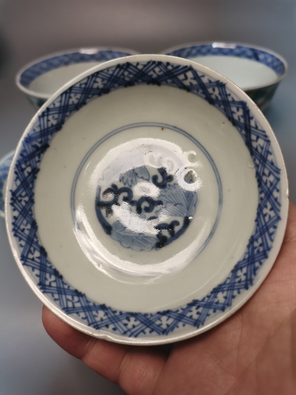 古玩陶瓷【精品茶具】晚清民國青花加彩蓋碗拍賣,當前價格1460元