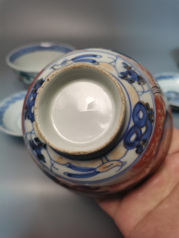 古玩陶瓷【精品茶具】晚清民國青花加彩蓋碗拍賣,當前價格1460元