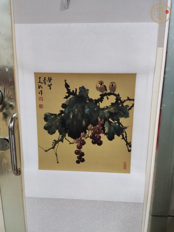 古玩字畫葡萄雙鳥真品鑒賞圖