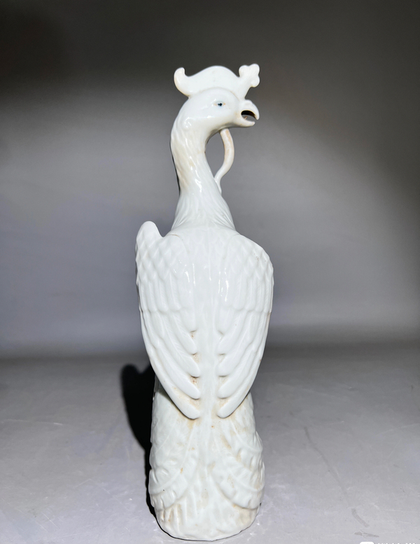 古玩陶瓷(底款金萬福造)白釉鳳凰牡丹花紋擺件拍賣,當前價格5888元