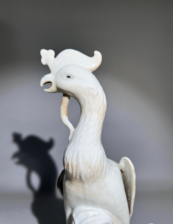 古玩陶瓷(底款金萬福造)白釉鳳凰牡丹花紋擺件拍賣,當前價格5888元
