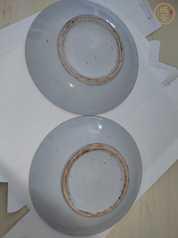 古玩陶瓷清末民·五彩花卉紋盤一對真品鑒賞圖