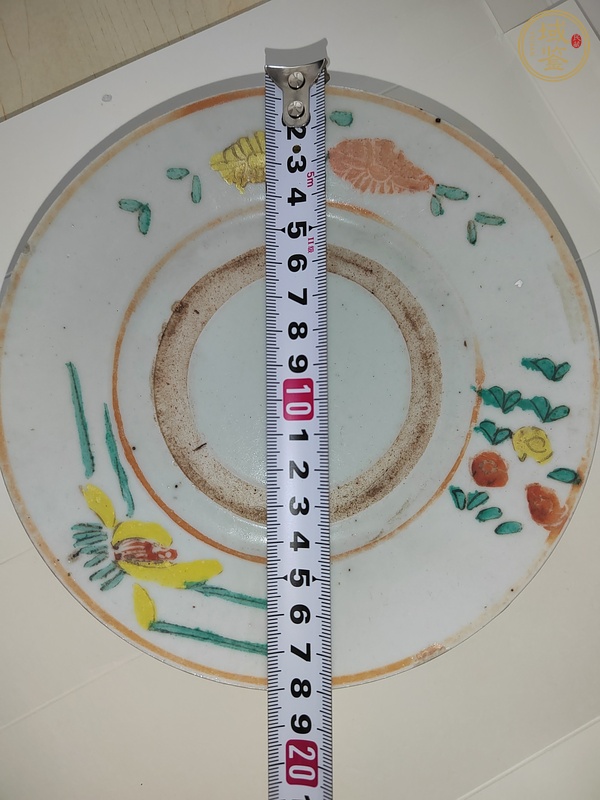 古玩陶瓷清末民·五彩花卉紋盤一對真品鑒賞圖