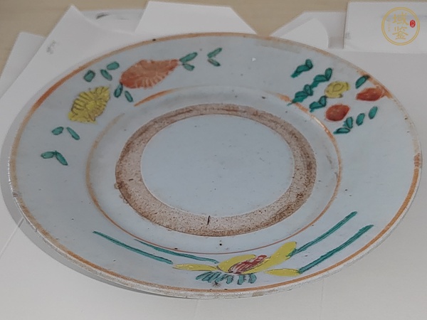 古玩陶瓷清末民·五彩花卉紋盤一對真品鑒賞圖