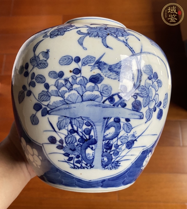 古玩陶瓷青花錦雞牡丹罐真品鑒賞圖