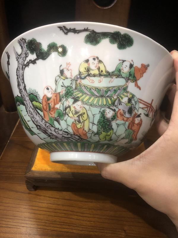 古玩陶瓷(新年放漏中)晚清-百子嬰戲紋-五彩大碗拍賣,當前價格3360元