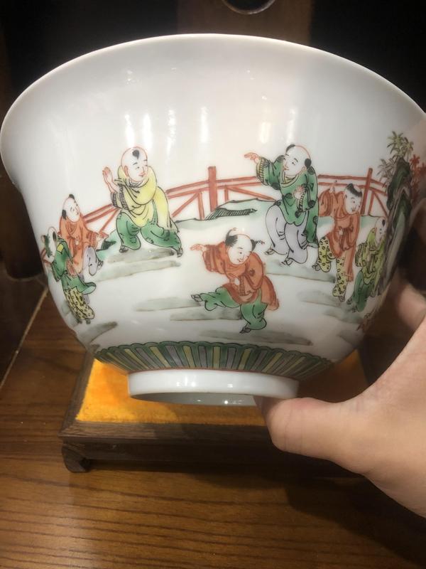 古玩陶瓷(新年放漏中)晚清-百子嬰戲紋-五彩大碗拍賣,當前價格3360元