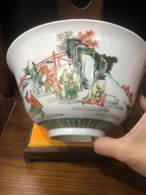 古玩陶瓷(新年放漏中)晚清-百子嬰戲紋-五彩大碗拍賣,當前價格3360元