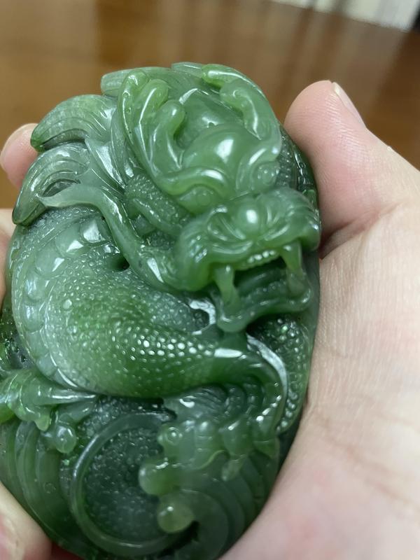 古玩玉器和田碧玉雕“龍紋”把件拍賣,當(dāng)前價格1800元