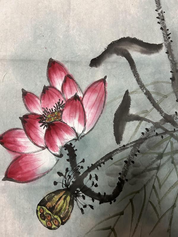 古玩字畫秦霞《荷塘雅韻》拍賣,當(dāng)前價(jià)格450元
