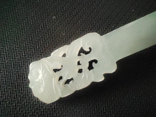 古玩玉器和田玉如意花卉發簪拍賣,當前價格658元