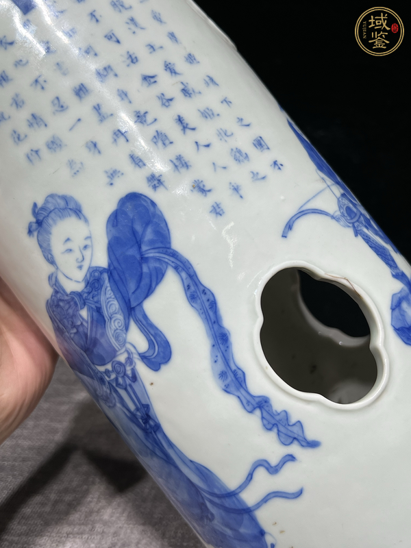 古玩陶瓷青花無(wú)雙譜人物帽筒真品鑒賞圖