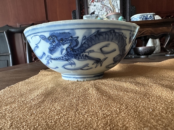 古玩陶瓷明代龍鳳青花碗拍賣,當前價格3250元