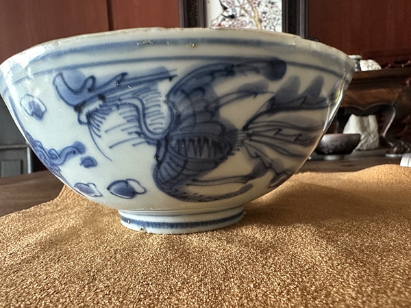 古玩陶瓷明代龍鳳青花碗拍賣,當前價格3250元