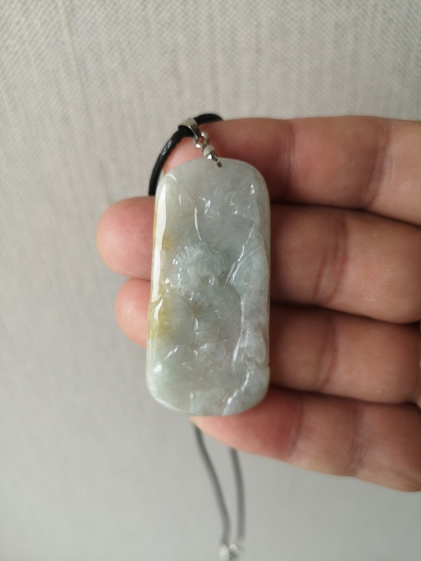 古玩玉器天然翡翠雕“山水”牌拍賣,當前價格298元