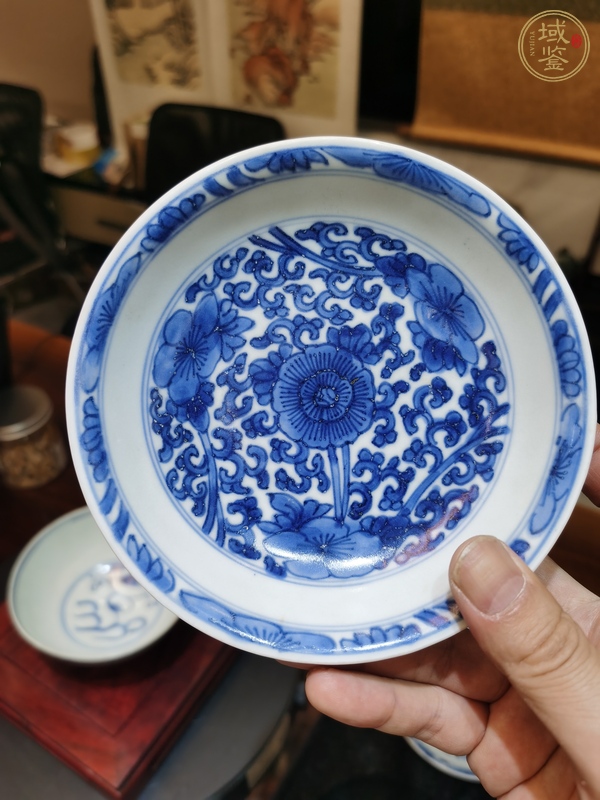 古玩陶瓷清康熙青花花卉紋盤一對(duì)真品鑒賞圖